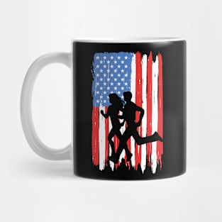 American Flag 5k Run Graphic Mug